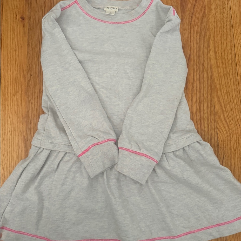 Crewcuts Gray Dress with Pink Trim